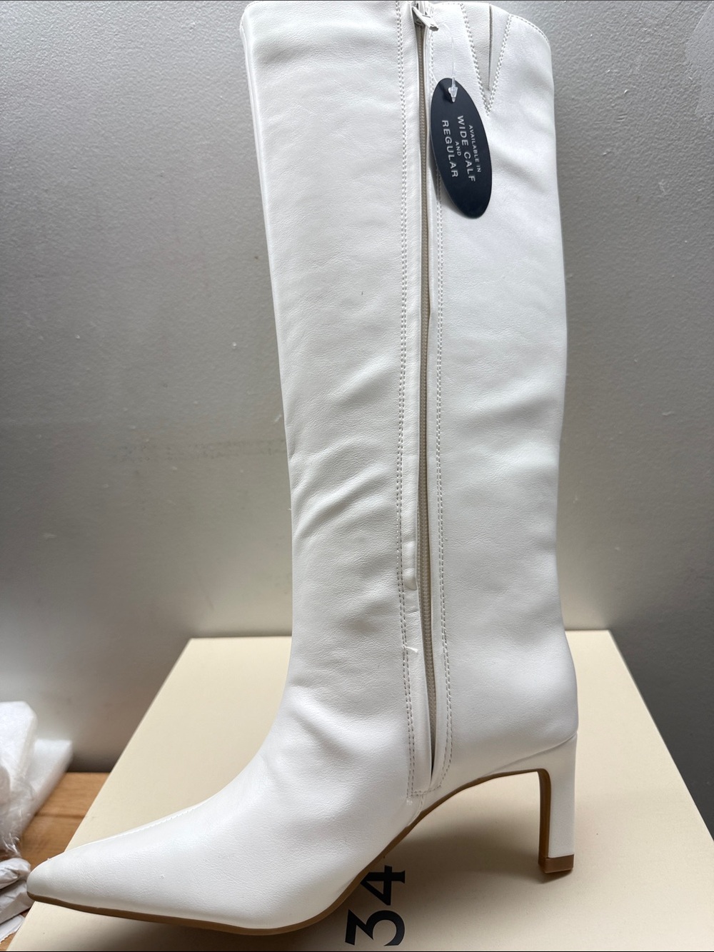 ON 34TH RACHELLE BONE SM Knee-High Pointed Toe Heel Boots Women’s Size 6.5 NWT
